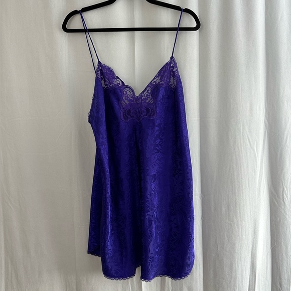 Vintage Deena Purple Slip Dress with Lace Detail Womens Size M/L - Picture 1 of 6